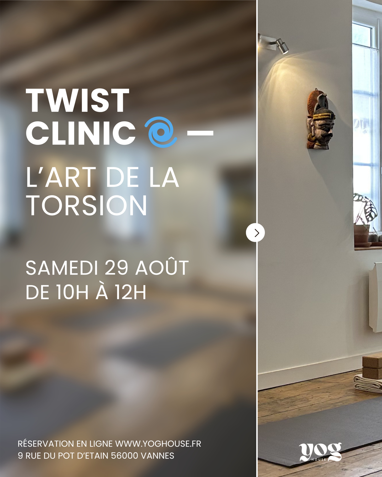 Cours Centre de yoga Vannes hypercentre cours de yoga débutant studio yoga vannes vinyasa hatha yog house – Location bureau Vannes massage bien-être soins spa location bureau cabinet vannes coworking neuroatypie tdah hpi